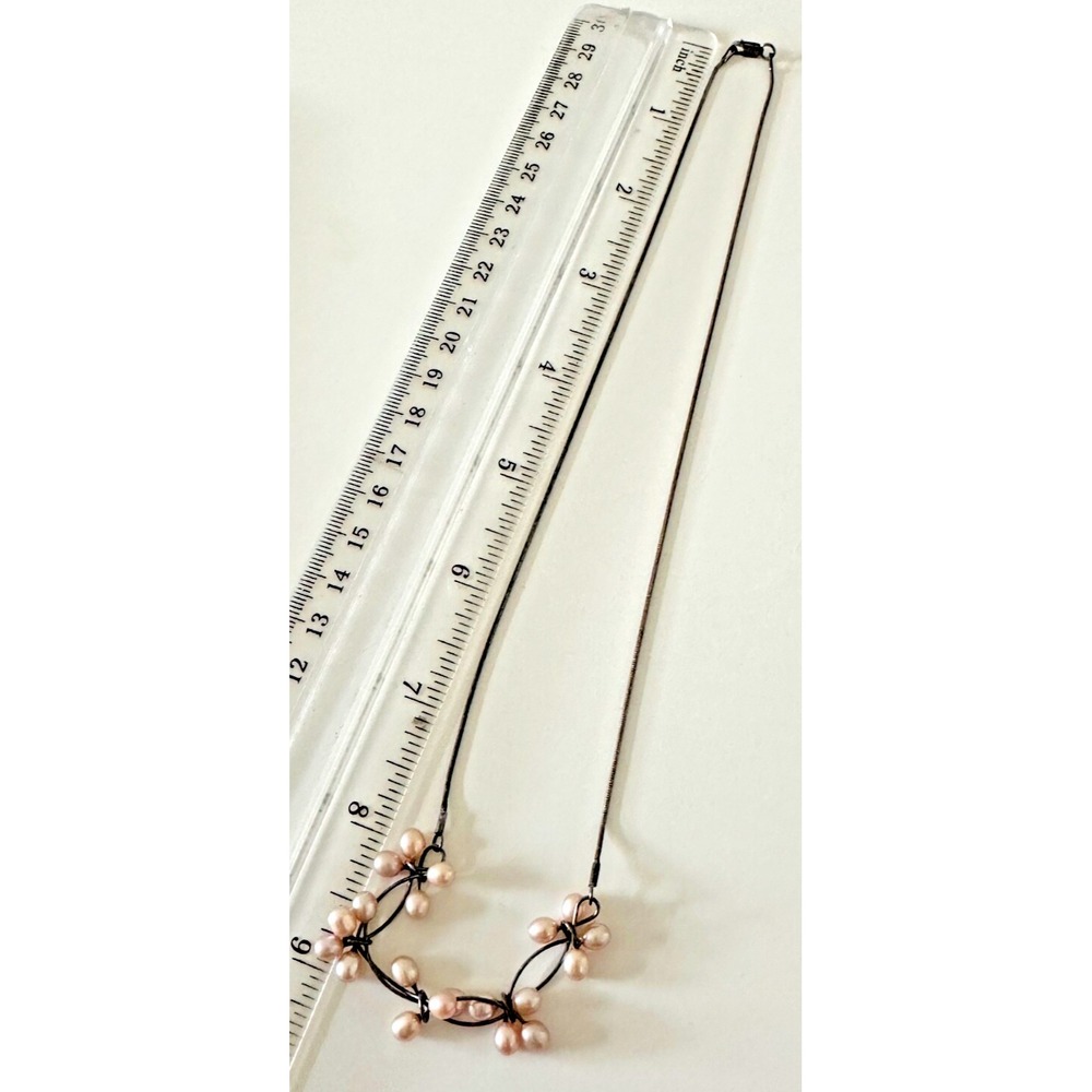 Sterling Silver Pink Pearl Necklace 925 Italy Snake Chain Beads 18 in